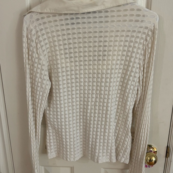 Unreal white long sleeve collard semi sheer y2k 90s shirt - Picture 5 of 7